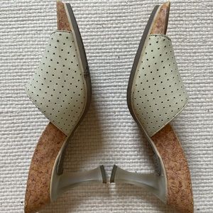 DIESEL vintage cork and perforated leather heels, pale green